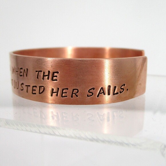 Cuff Bracelet Solid Copper Women Strength Quote She Stood In The Storm - Picture 5 of 8